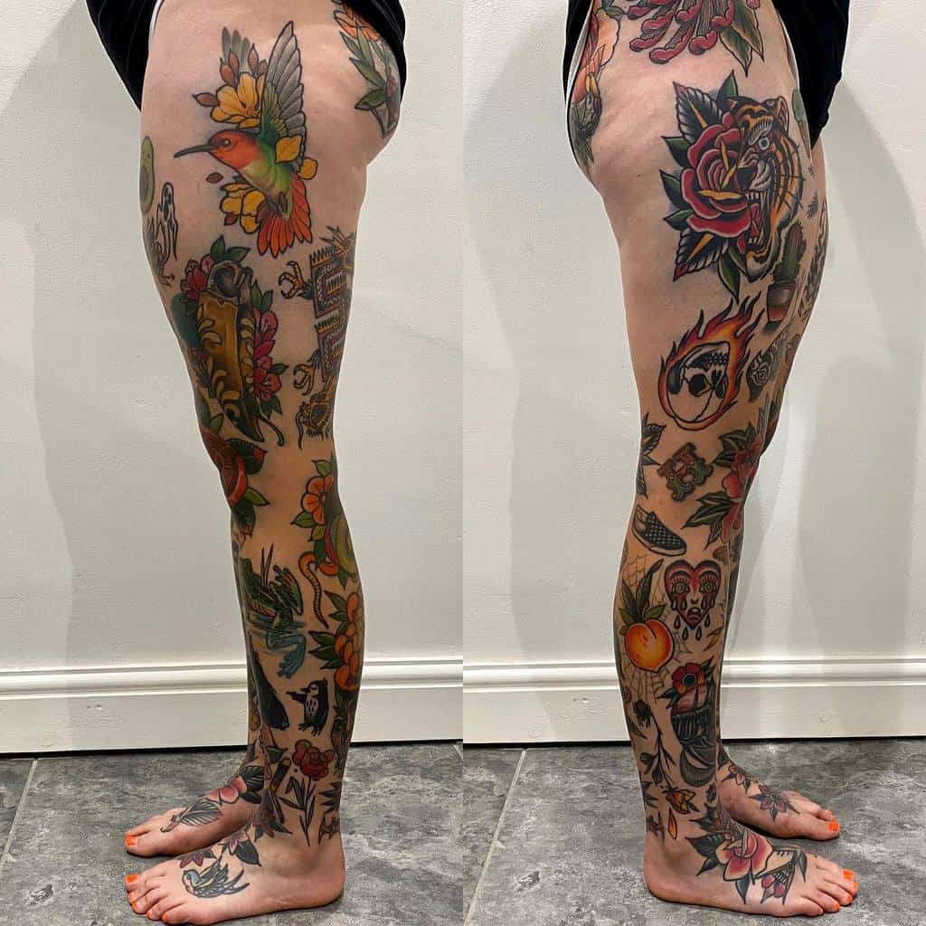 5 Stunning Leg Sleeve Tattoo Designs for Women