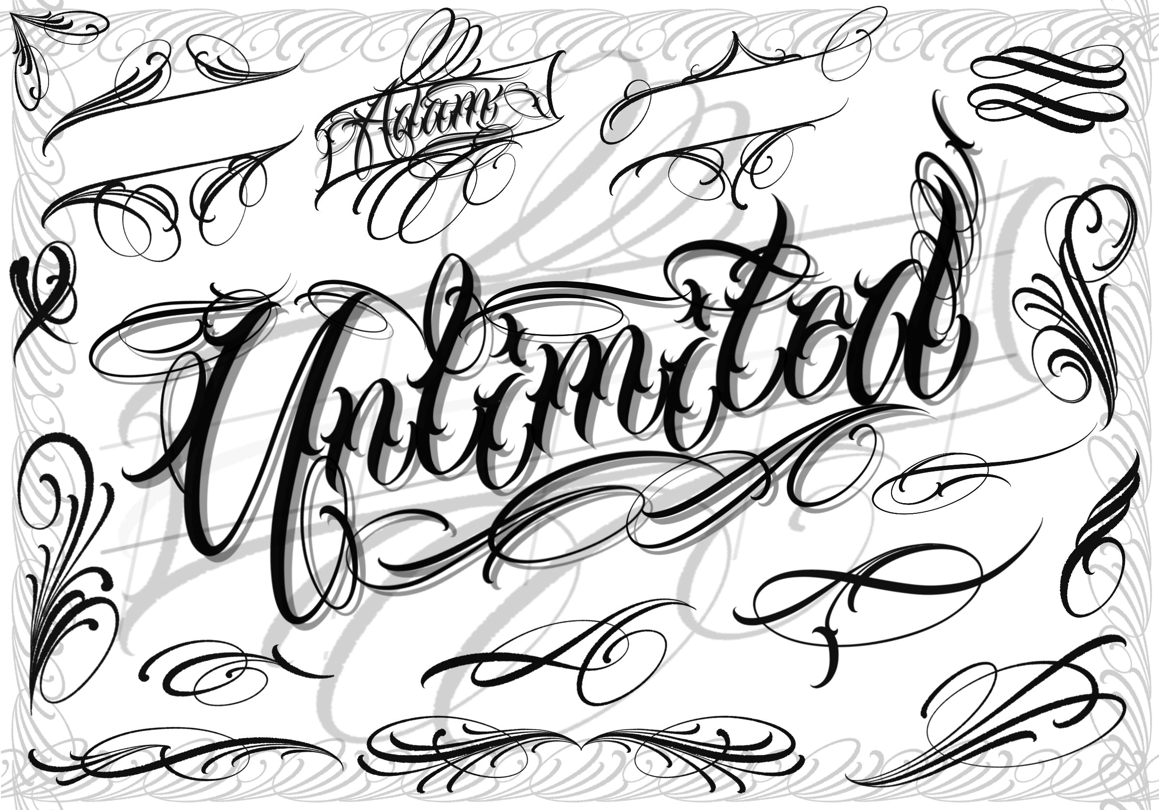 Lettering Tattoo Brushestock