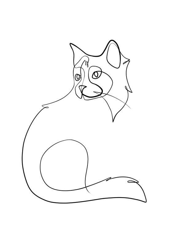 Line Art Tattoos Cat Download Free Mock Up