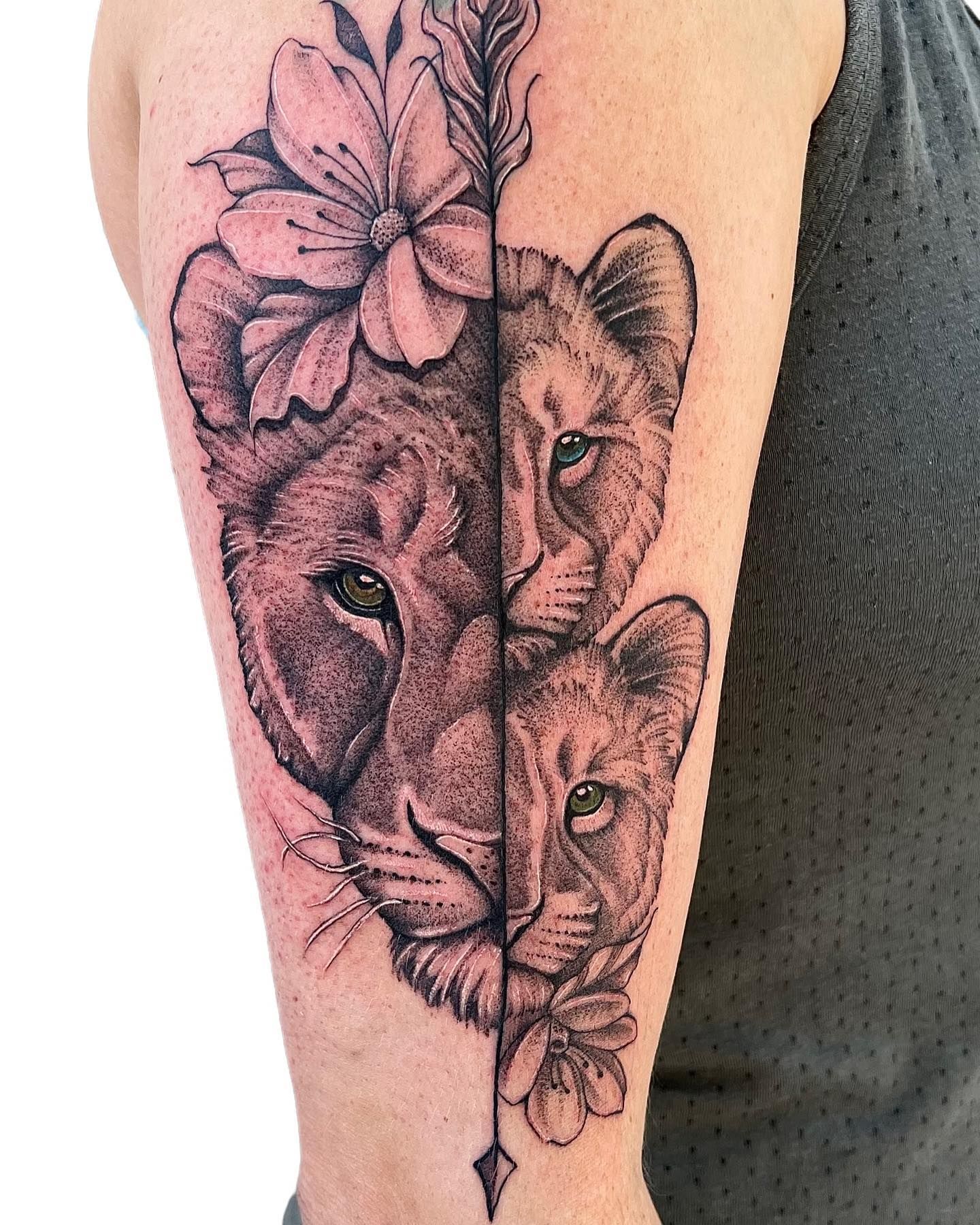 Lioness And Cubs Tattoo