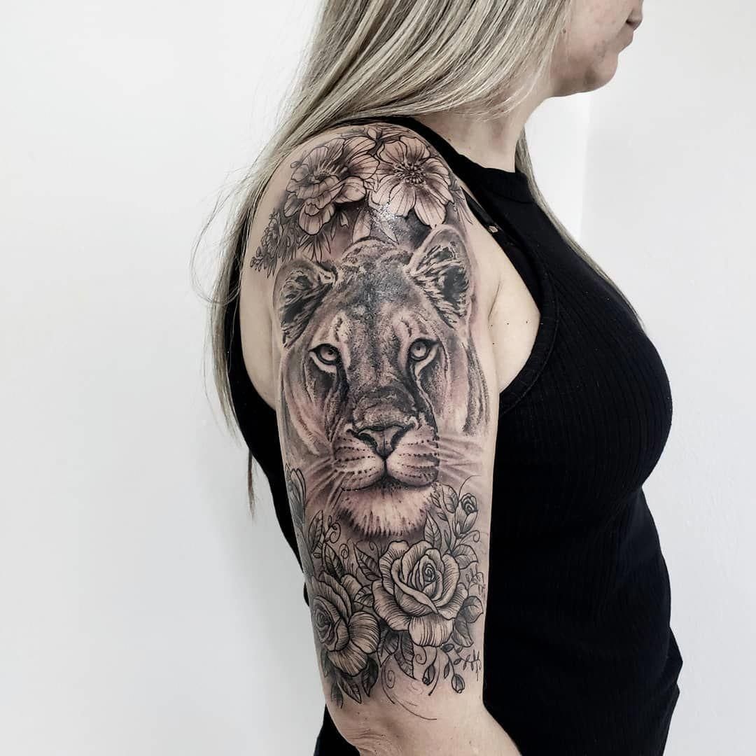 Lioness Tattoo on Shoulder: Fierce and Feminine Ink Inspiration