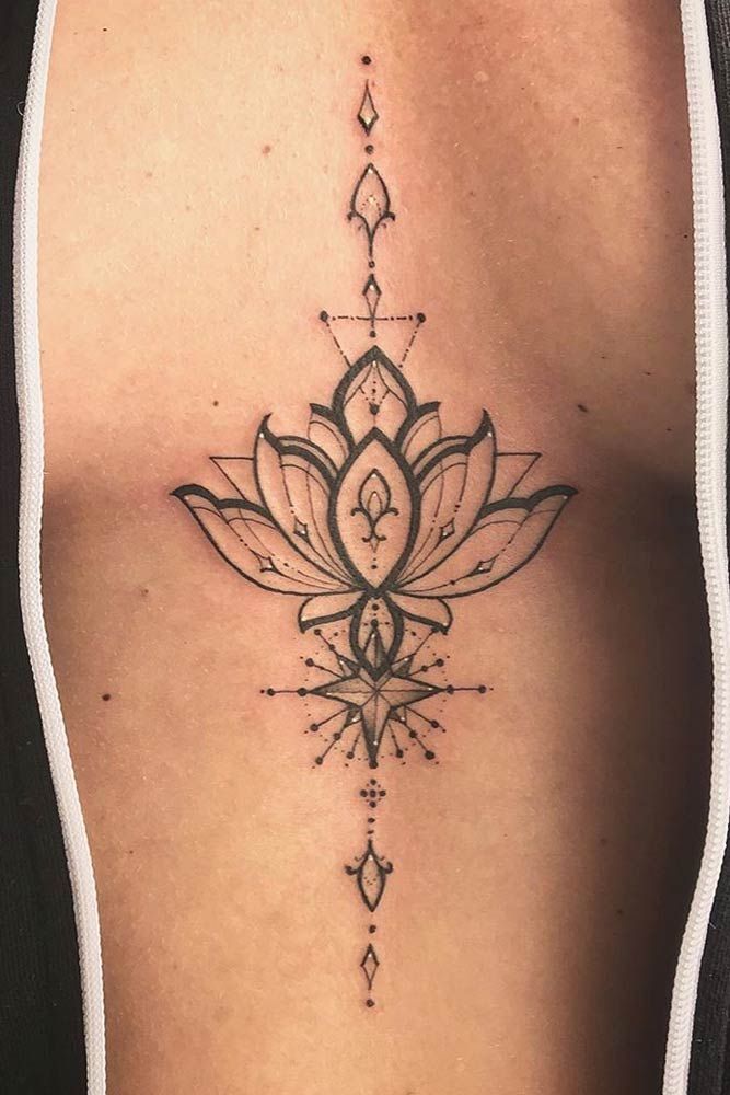 Lotus Chest Tattoos For Women