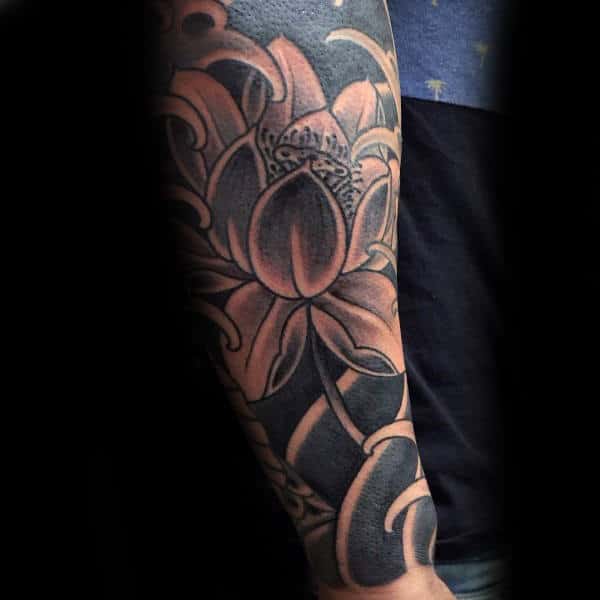 Lotus Flower Tattoo Sleeve Men