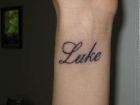 Luke Tattoo Name in Old English Style Guide