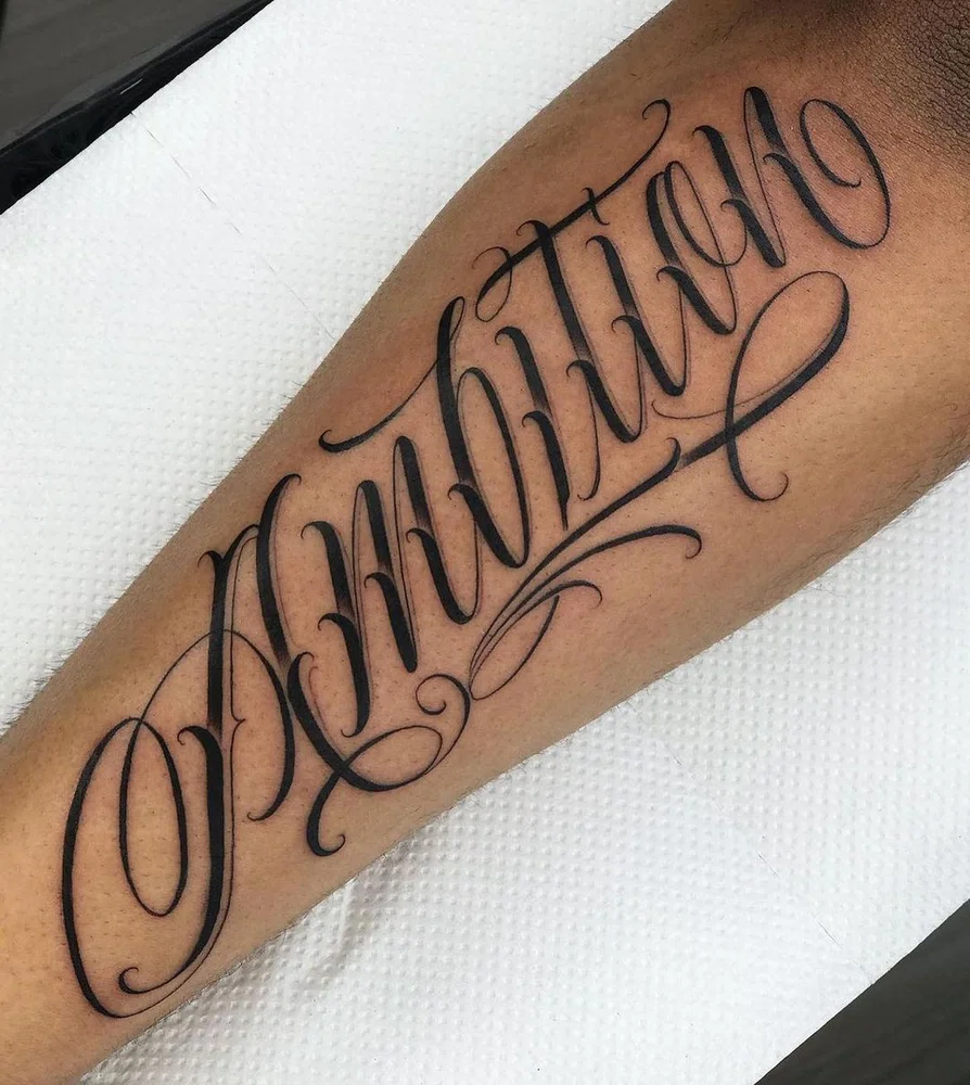 Ma Ana Ser Bonito Lettering Tattoo Located On