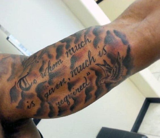 Male Inner Bicep Tattoo Quotes