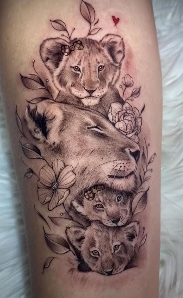 Mama And Her Cubs In 2021 Lioness Tattoo Tattoos For Women Half