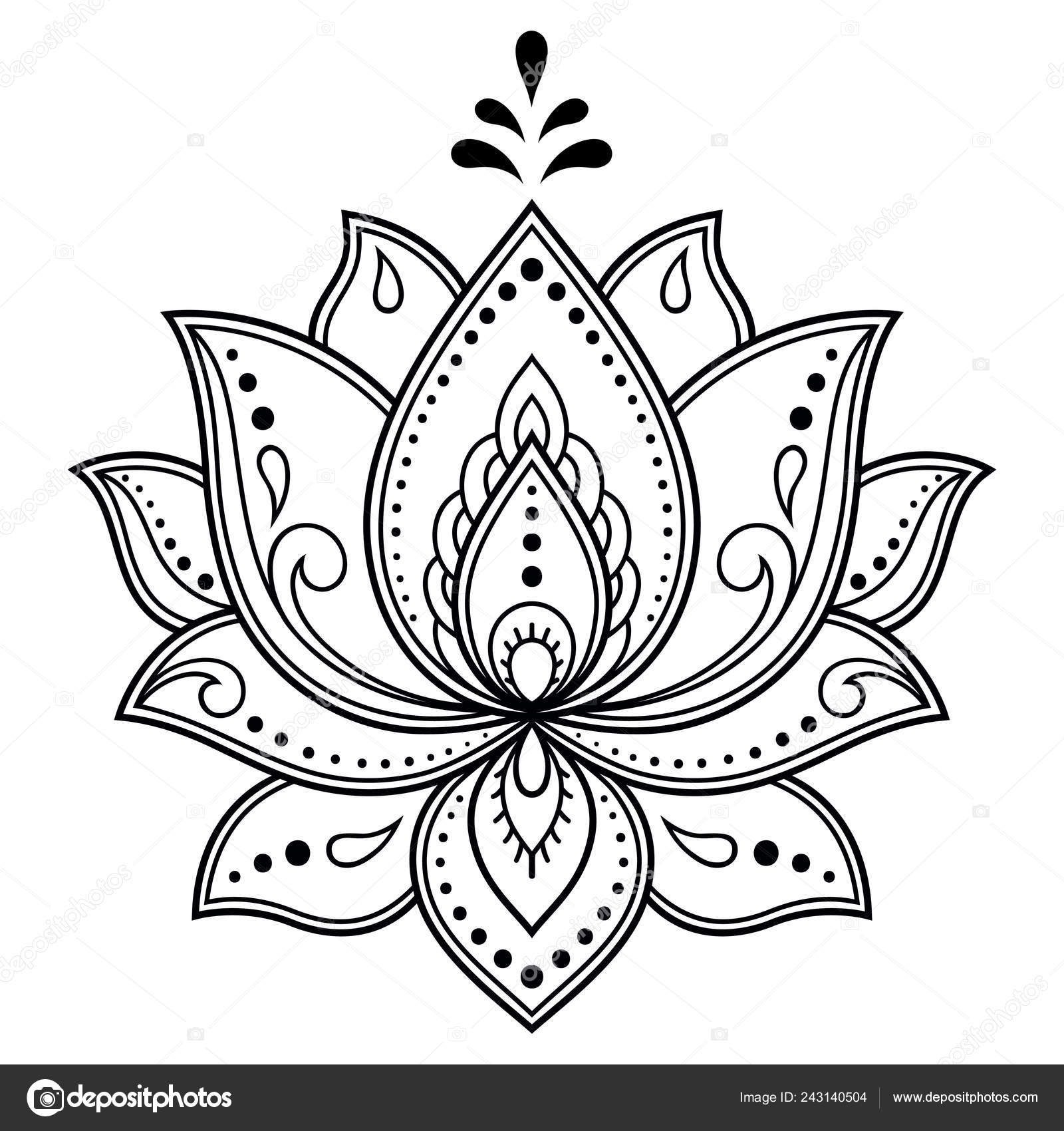 Mehndi Lotus Flower Pattern Henna Drawing Vector C S N Mi N Ph B N