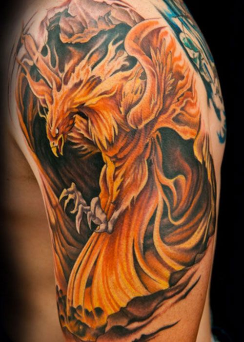 Men S Phoenix Tattoo On Upper Arm On Craiyon