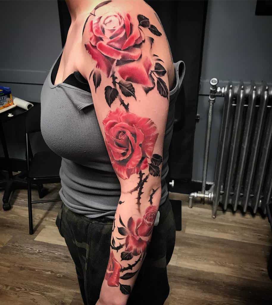 Stunning Mens Rose Tattoo Sleeve Designs for 2023