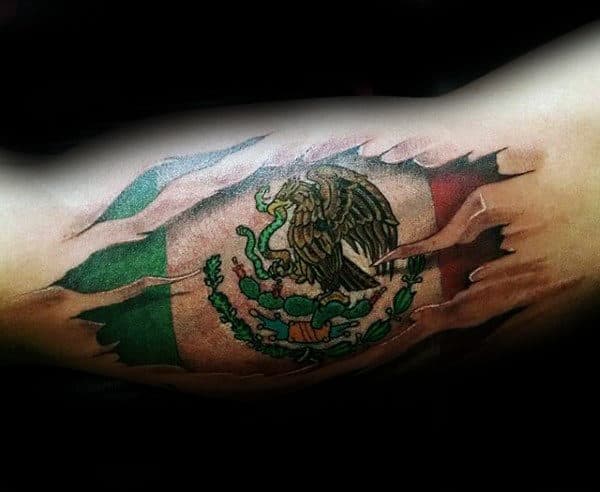 Mexican Flag Eagle Traditional Tattoo