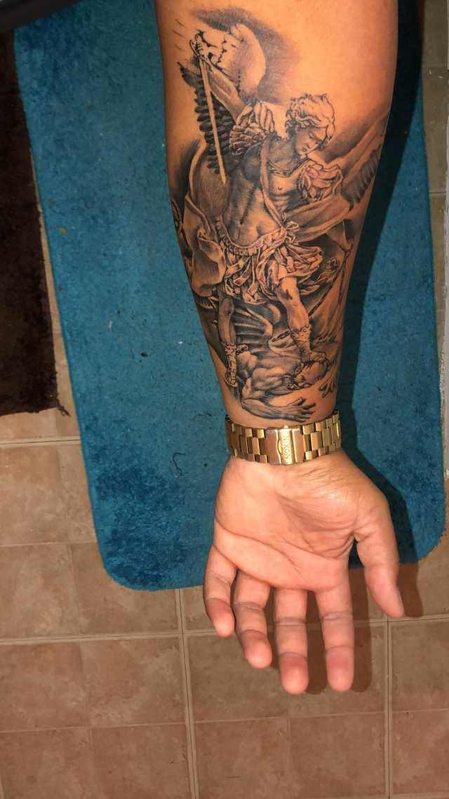 Michael The Archangel Forearm Tattoo