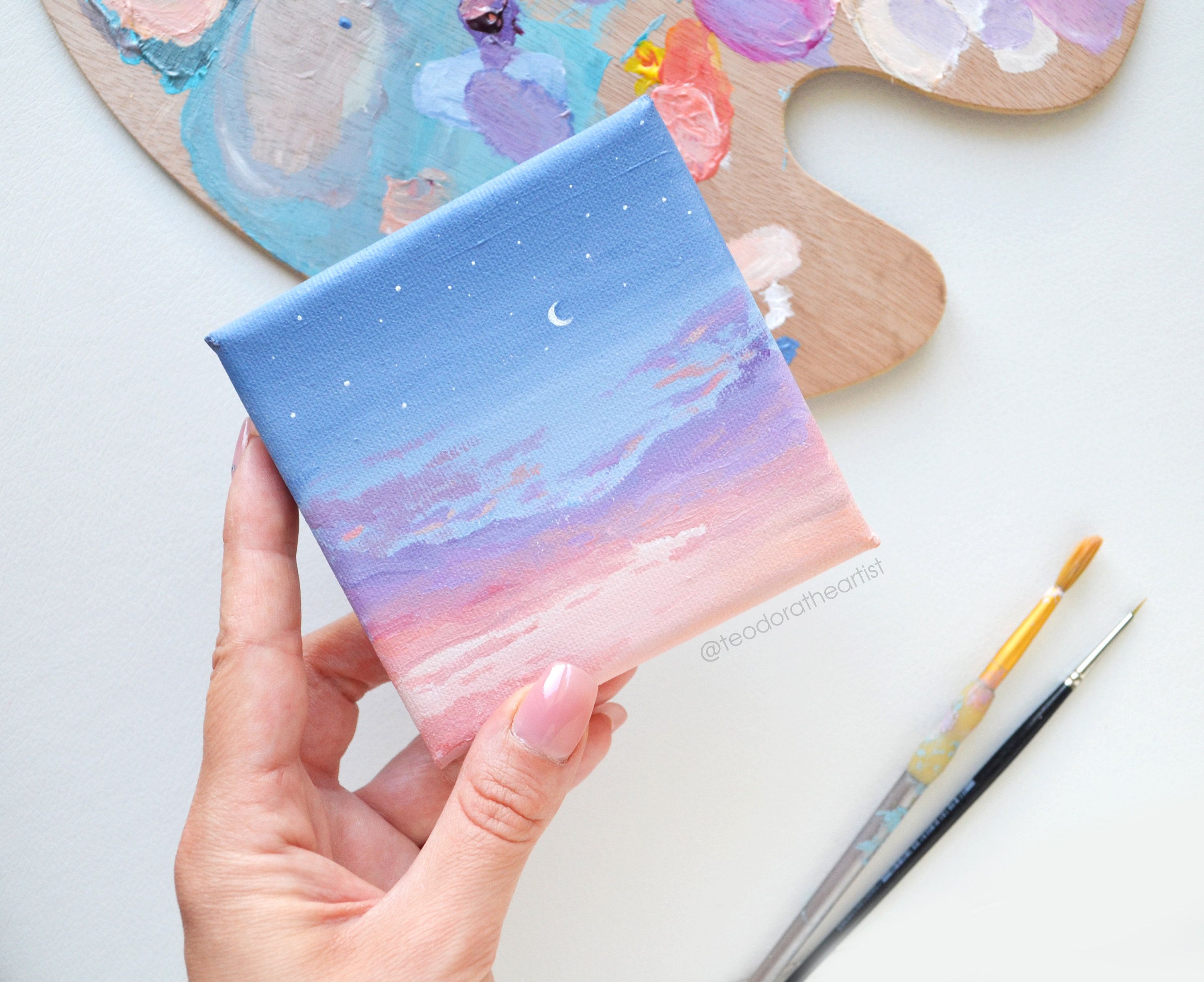 Mini Painting Dreamscape Acrylic Painting On Small Canvas Aesthetic Decor Desk Decor