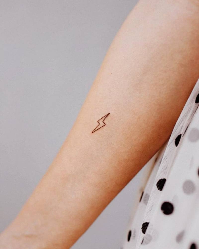 Minimalist Lightning Bolt Outline Temporary Tattoo Lightning Is A