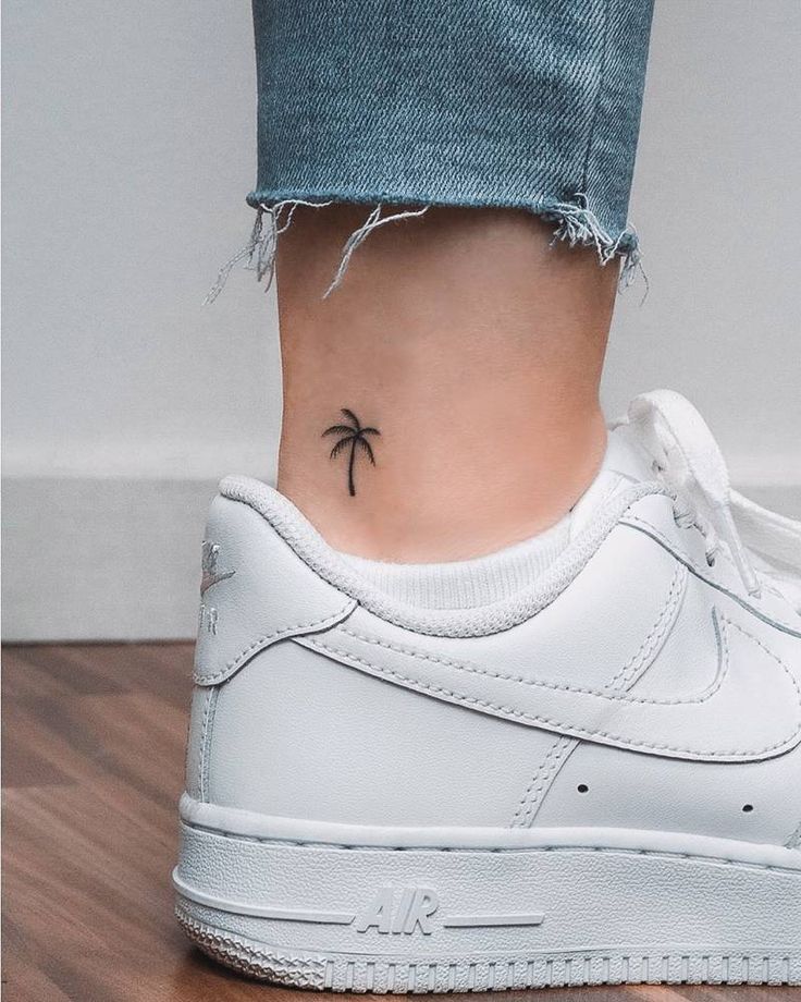 Minimalist Palm Tree Tattoo On The Ankle Palm Tattoos Foot Tattoos