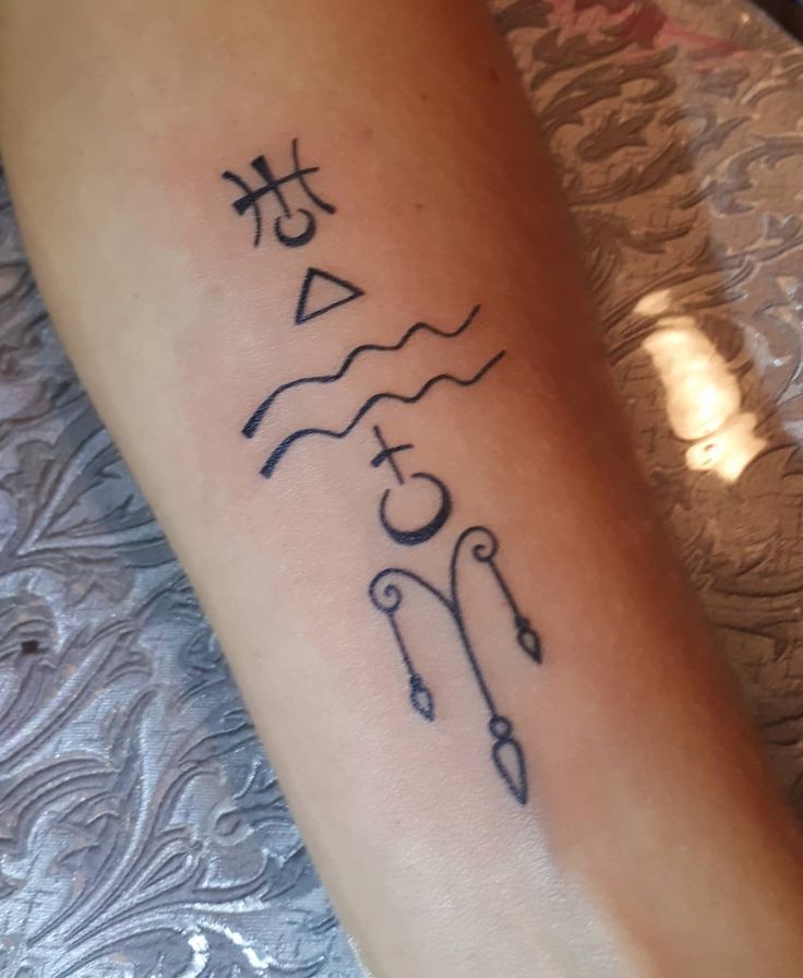 Mobile Tattooist Aquarius Tattoo Including The Signs Elemental Symbol And Planetary Symbols