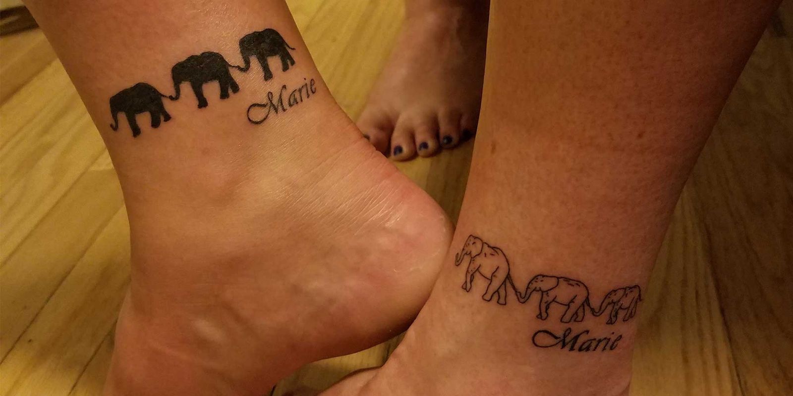 Mother Daughter Elephants Hip Tattoos Women Tattoos For Daughters