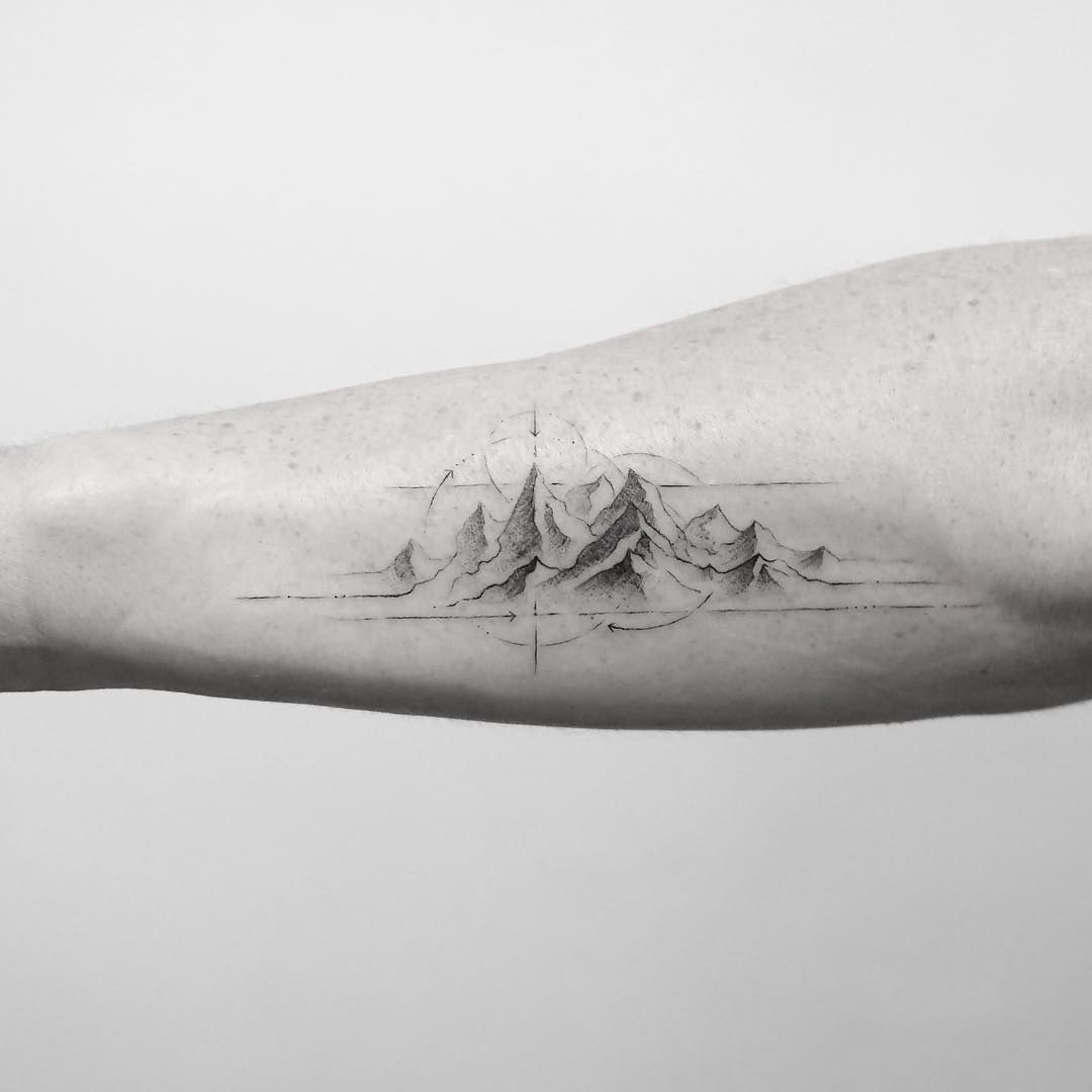 Mountain Tattoo In Fine Line