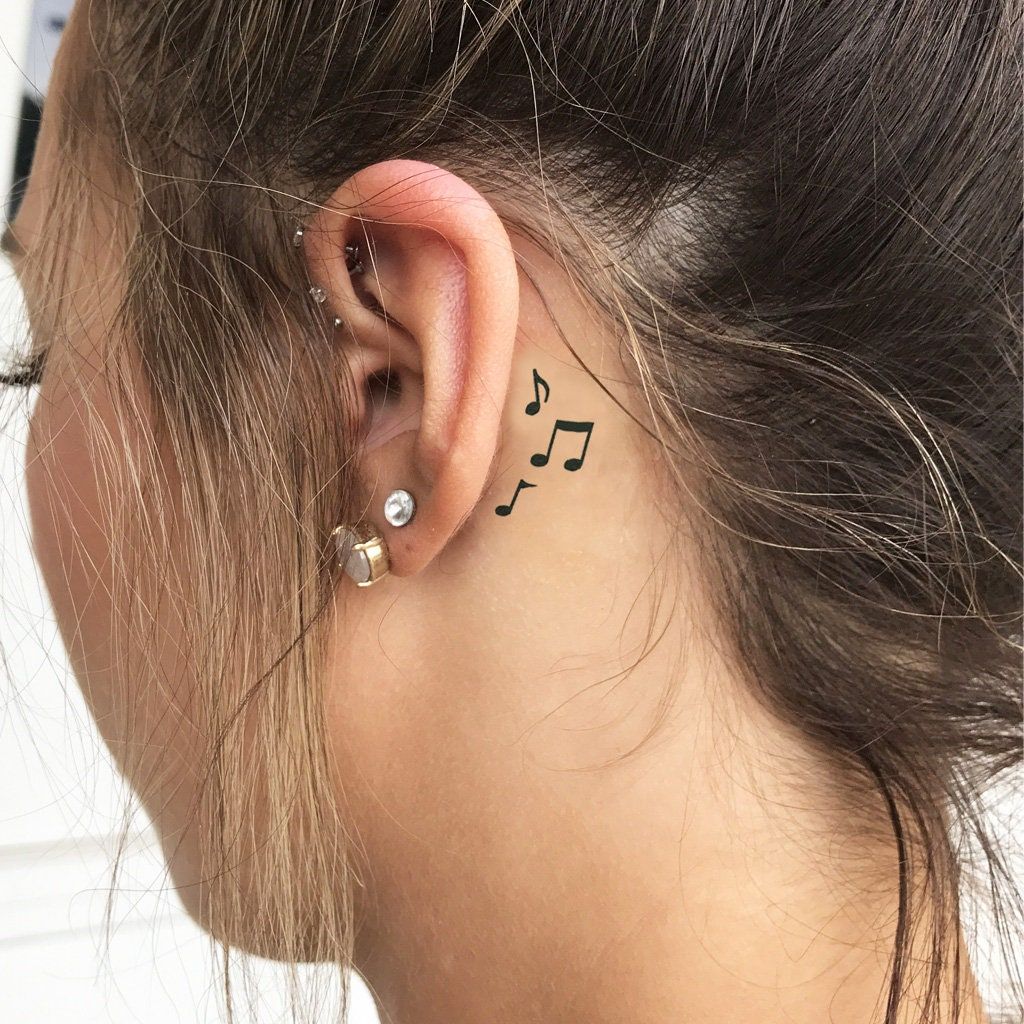 Music Notes Tattoos Behind Ear