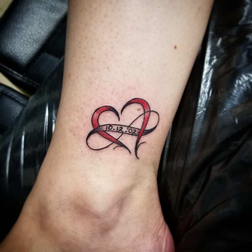 My 2Nd Tattoo Mine Tj S Initials With A Heart And Infinity Symbol On