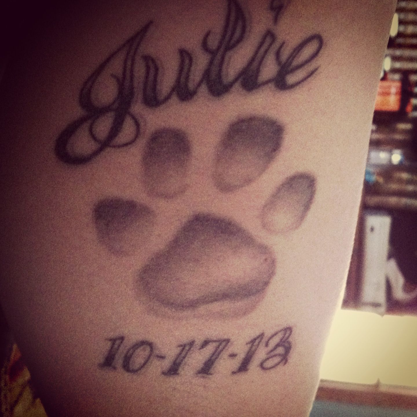 My Own Tattoo Of My Dogs Paw Print Name And Date Makes It Personal