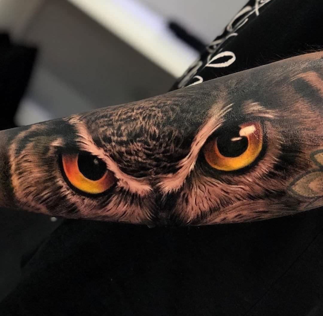 My Tattoo Artists Latest Piece Hes Incredible Owl Eye Tattoo Owl