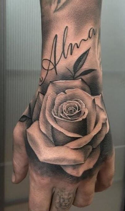 Name Above Rose Tat Hand Tattoos For Guys Rose Tattoos For Men Cool