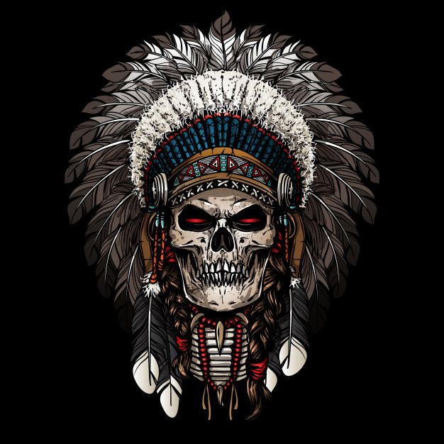 Native American Headdress Skull Tattoo