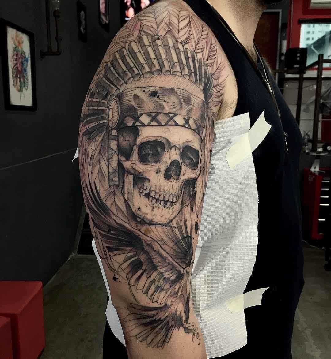 Native American Skull Tattoo