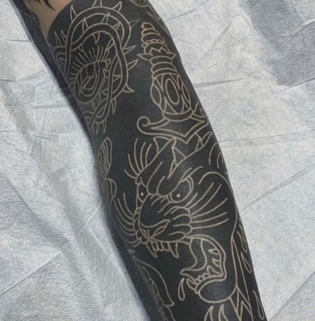 Negative Space Tattoo Sleeve Thesex Tattoo Ideas