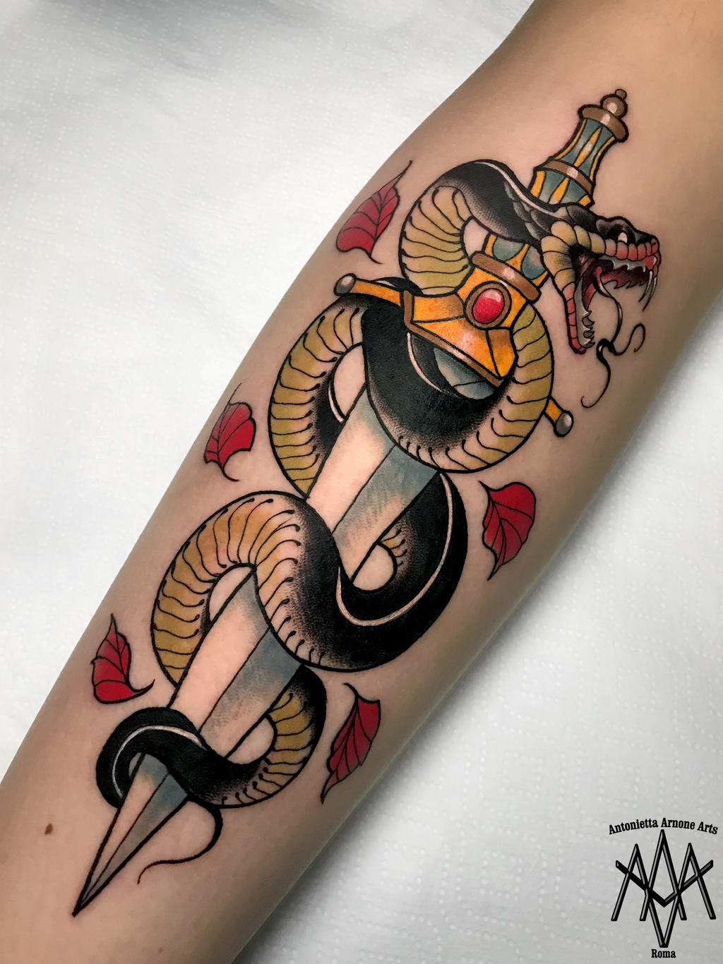 Neo Traditional Snake Tattoo From Tiago Borges Thornsandspines Leipzig