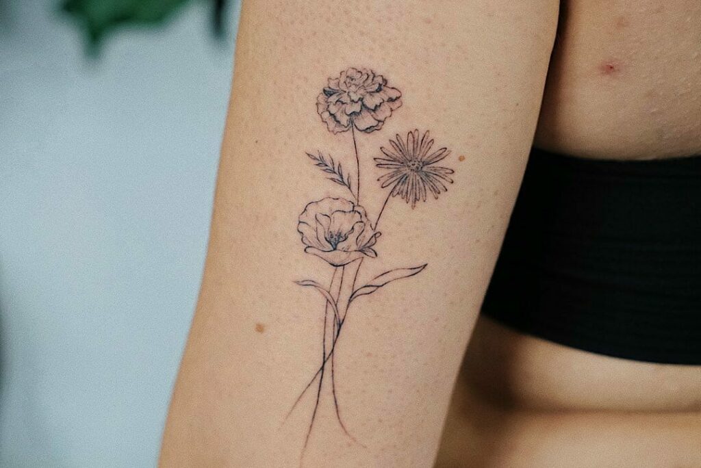 October Birth Flower Tattoo Ideas Marigolds Cosmos Tattooglee Birth Flower Tattoos