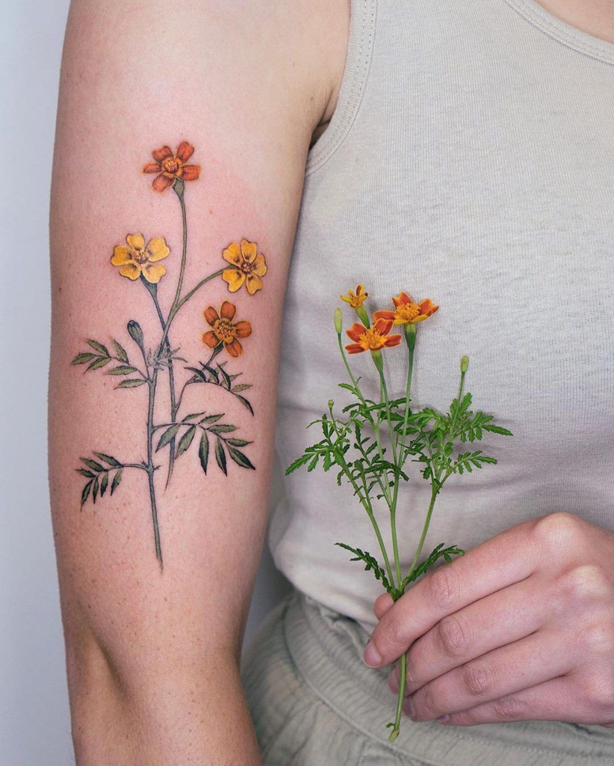 October Birth Flowers Cosmos 2 Finger Tattoos Body Art Tattoos Girl