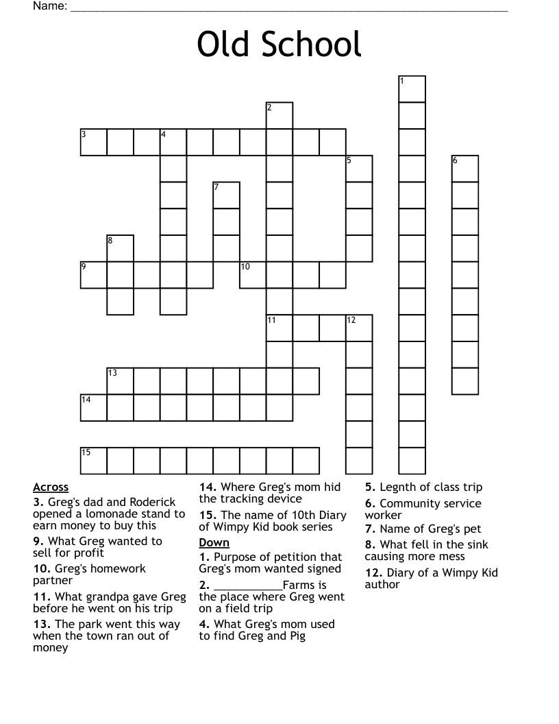 Old School For Cool Crossword Challenge