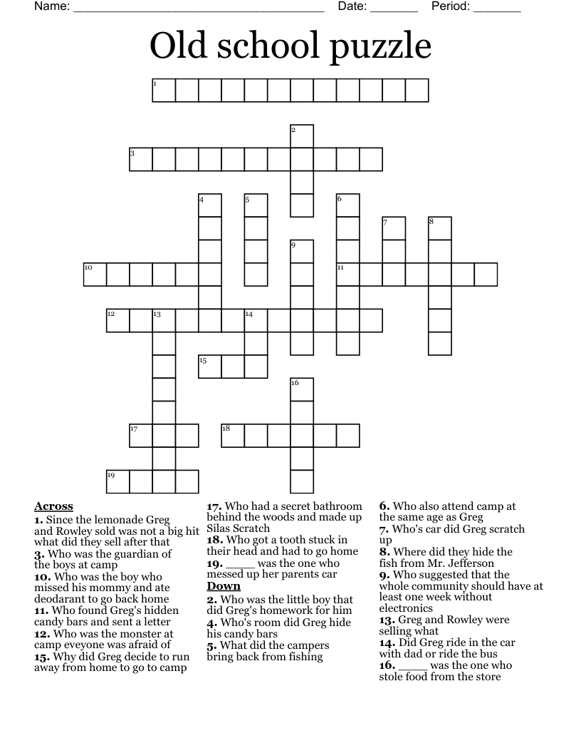 Old School Puzzle Crossword Wordmint