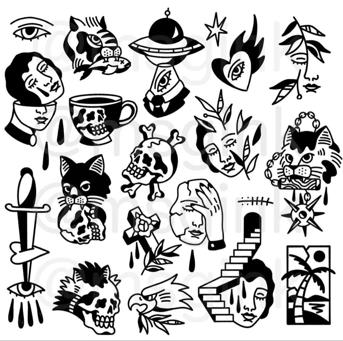 Old School Tattoo Flash Sheets