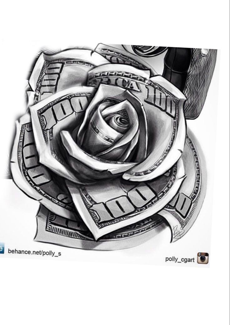 One Hundred Dollar Bill Rose Tattoo Top 81 Der Besten Black And Grey