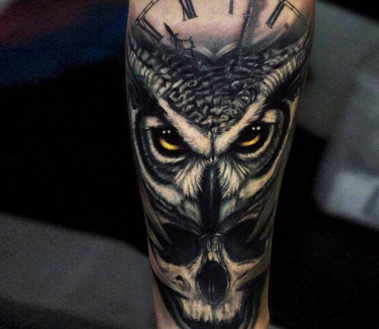 Owl And Skull Tattoo By Andrey Stepanov Photo 16113