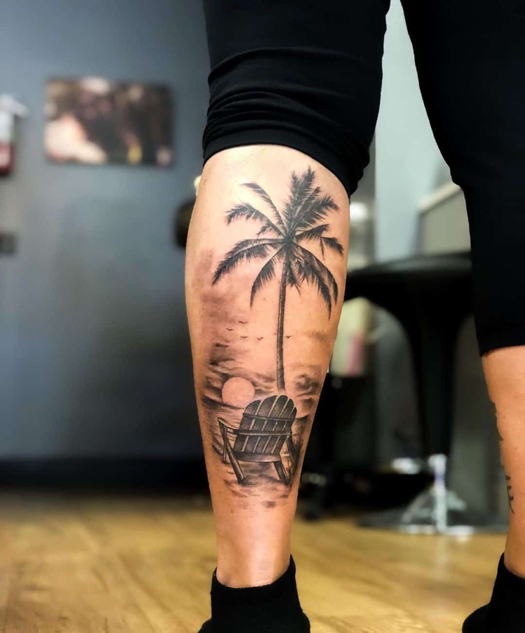 Palm Tree And Sunset Tattoo Tattoogrid Net