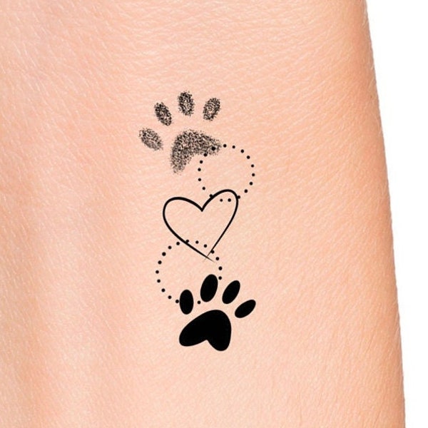 Paw Print Heart Temporary Tattoo Etsy Israel