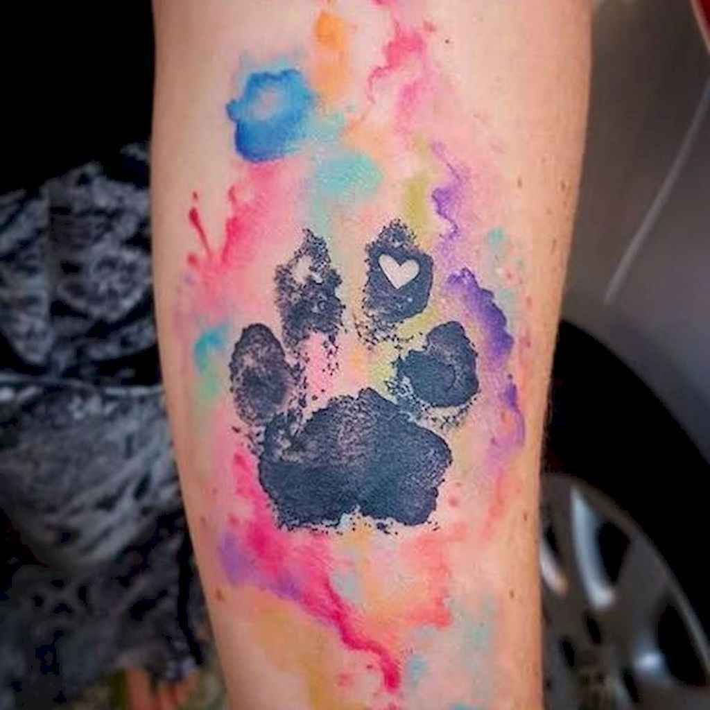 Paw Prints With A Watercolor Background Pawprint Tattoo Animal