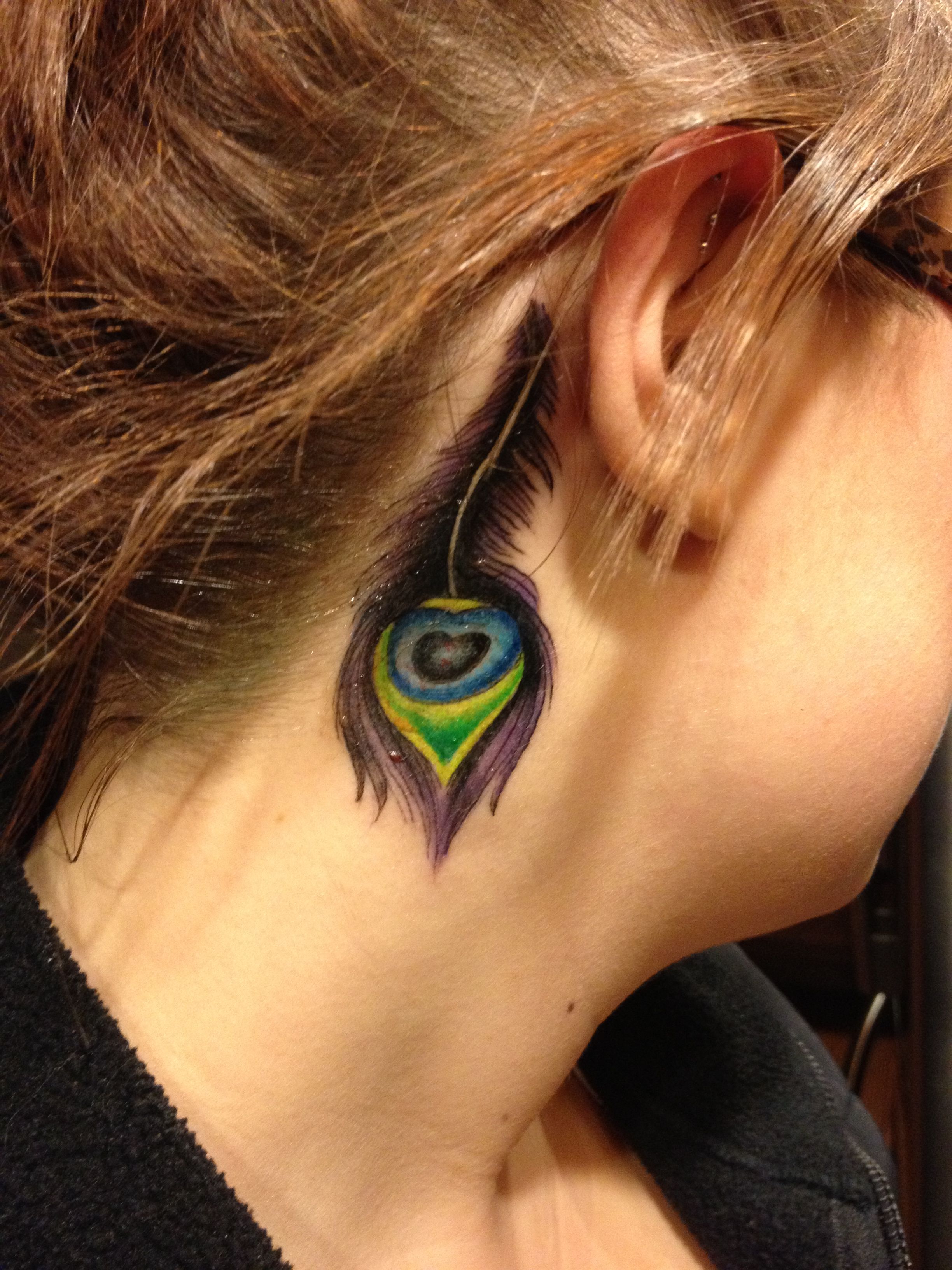 Peacock Feather Behind Ear Tattoo Peacock Feather Tattoo Behind The