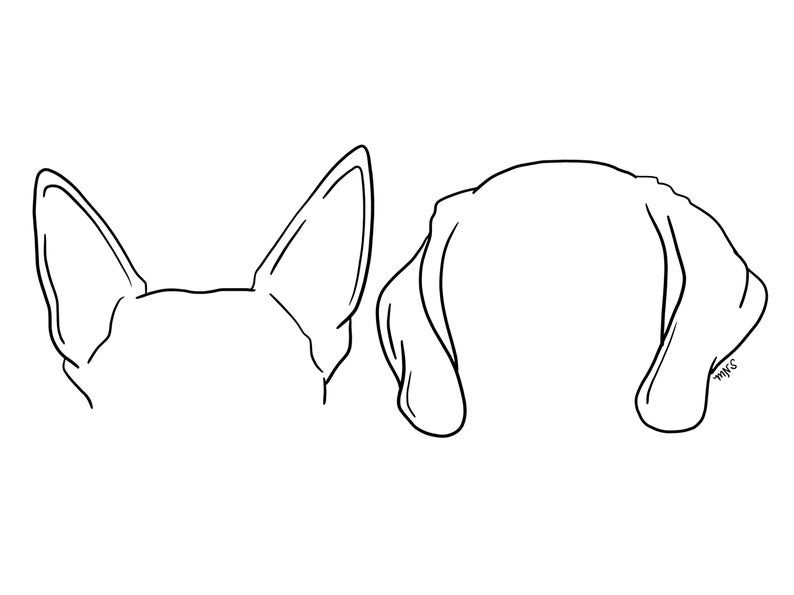 Pet Dog Ears Outline Drawing Doodle Sketh Vector Icon Illustration