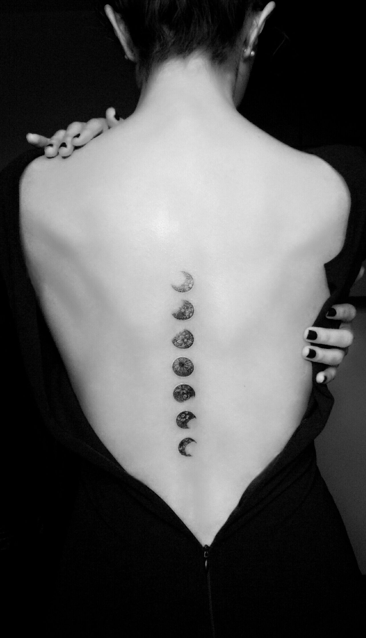 Phases Of The Moon Tattoo Spine