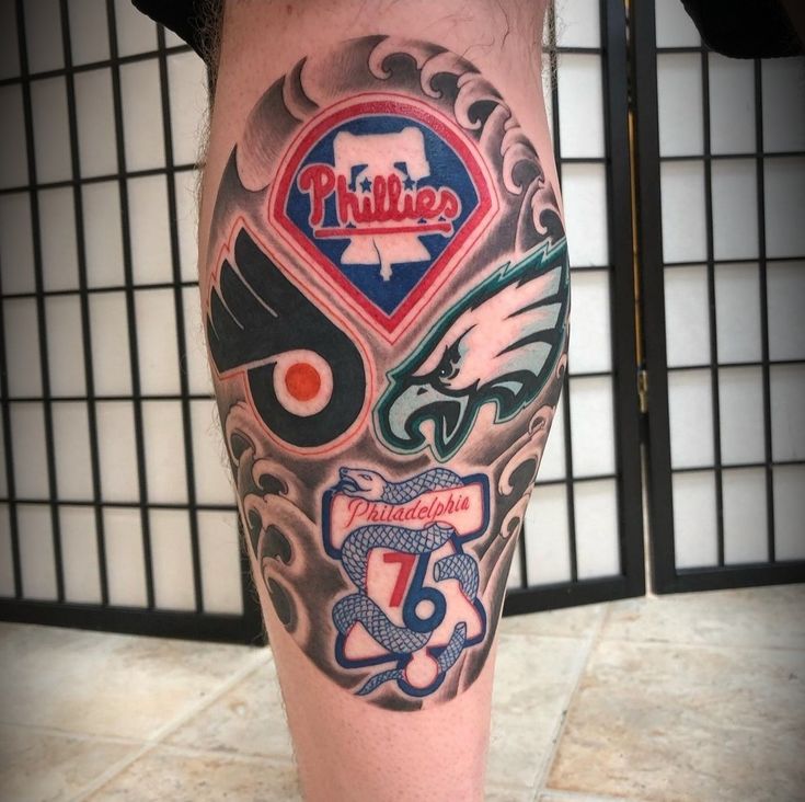 Philadelphia Sports Team Tattoo Eagles Phillies Flyers 76Ers