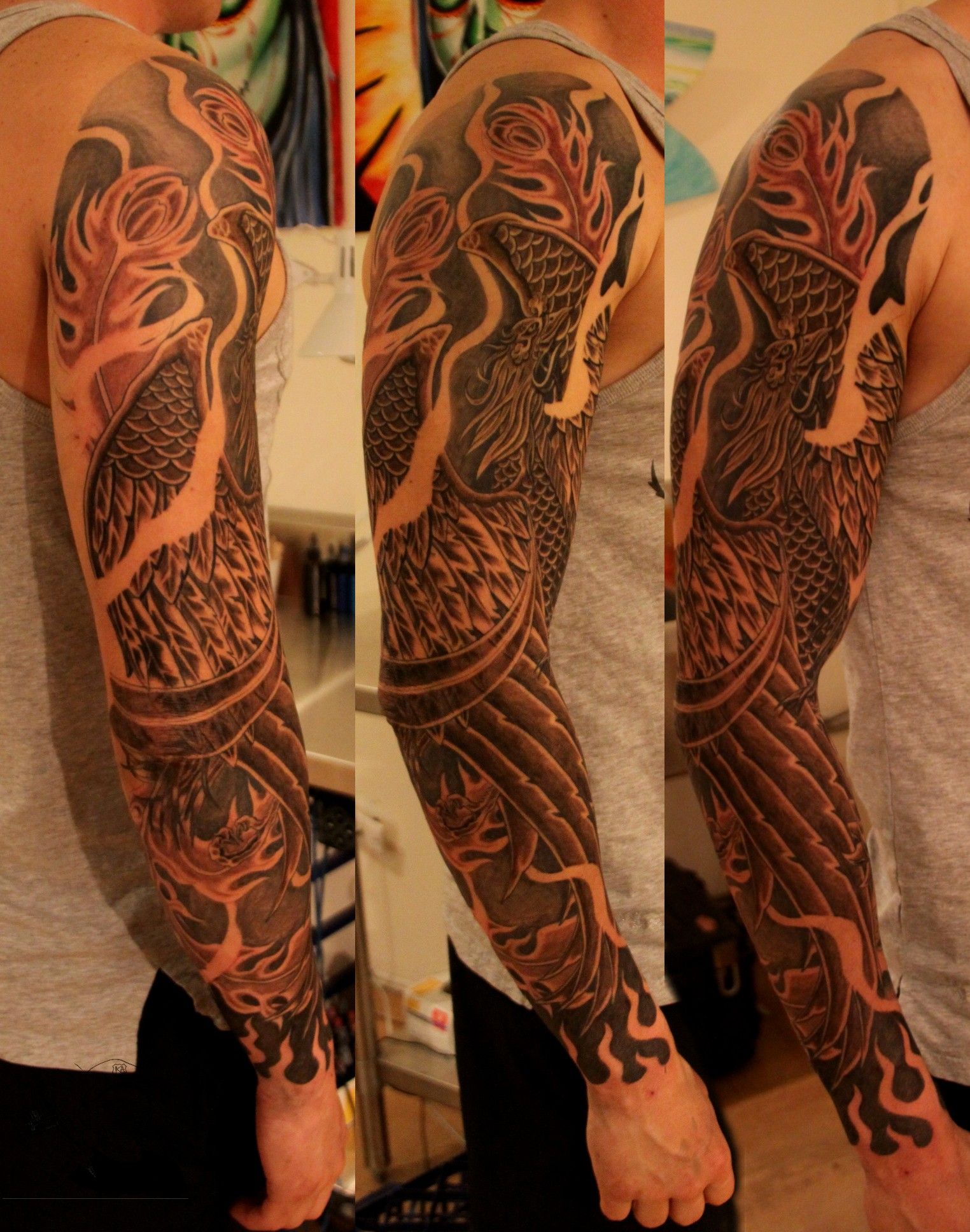 Phoenix Sleeve Tattoo Tribal Tattoos For Men Tribal Arm Tattoos Arm