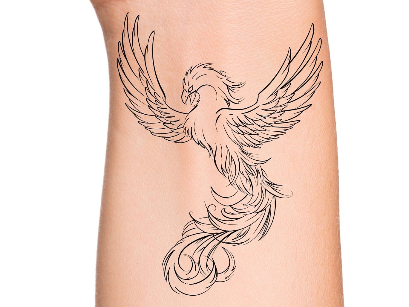 Phoenix Temporary Tattoo Animal Tattoo Bird Tattoo Etsy Small