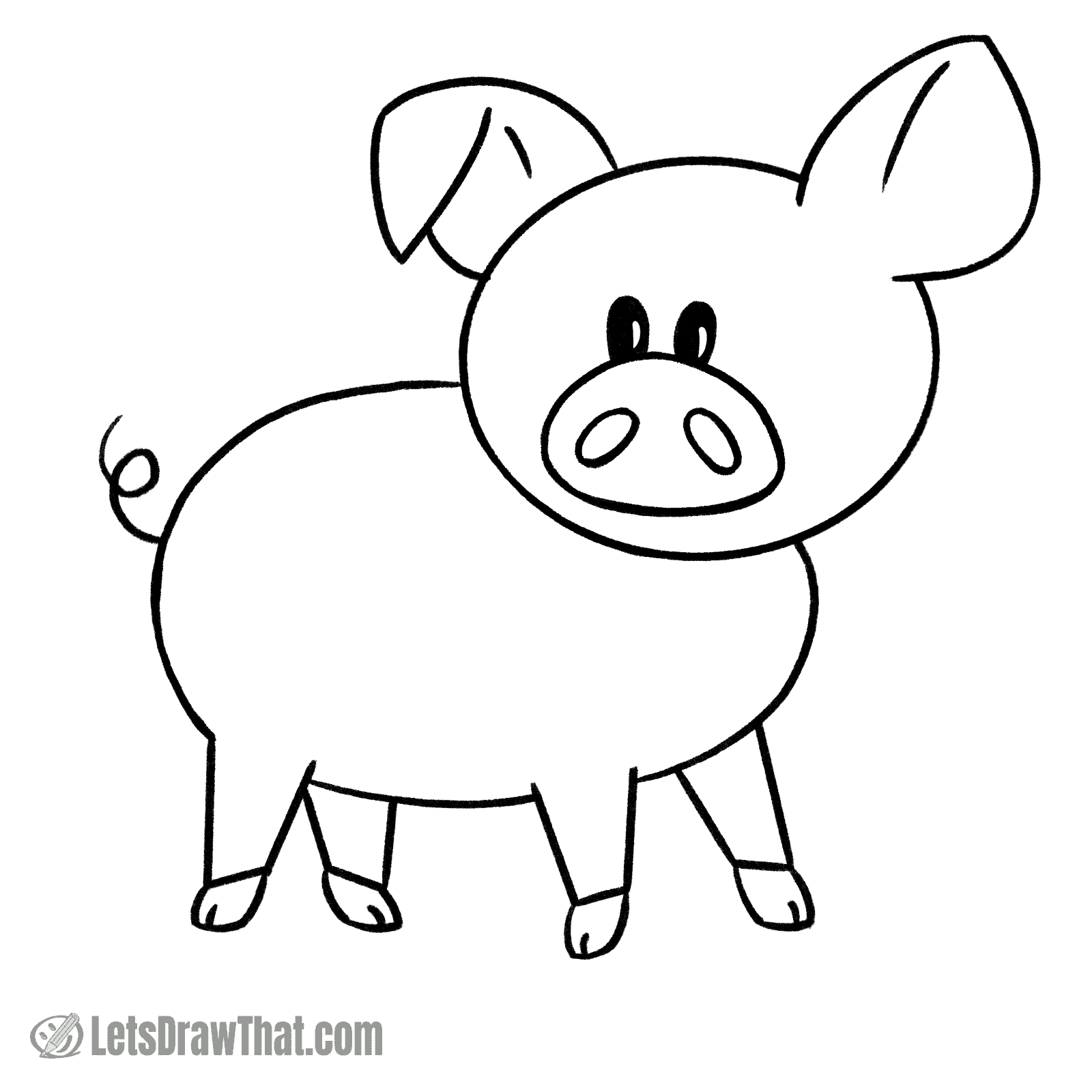 Pig Outline Drawing 10 How To Draw A Pig Step By Step Pig Drawing