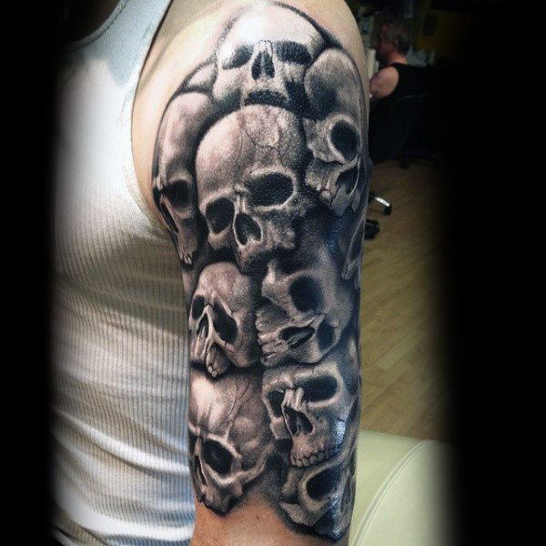 Pile Of Skulls Tattoo Skull Sleeve Tattoos Skull Tattoo Design