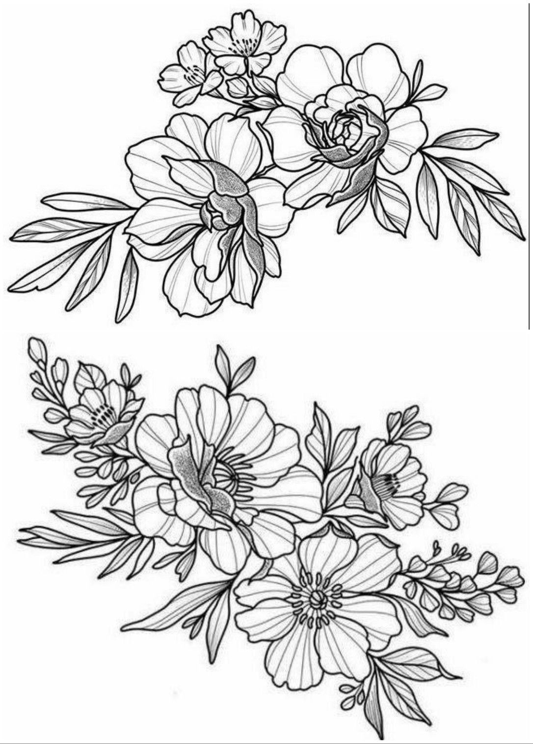 Pin By Fischer Liubov On Ausmalbilder Flower Tattoo Stencils Flower